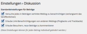 WordPress Einstellungen Diskussion