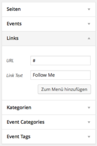 Link anlegen im individuellen Menü