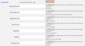 Beispiele für Bereiche, deren Schrift über Weaver II angepasst werden kann