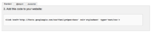 Google Webfonts Code für die Einbindung in Weaver II