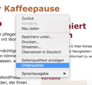 Screenshot des Submenüs 
