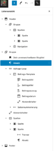 Screenshot der Listenansicht aus dem WordPress-Editor